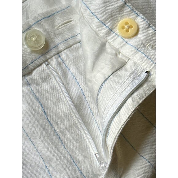 Lauren Ralph Lauren Womens White & Blue Striped Linen  Wide-Leg Pants - Picture 11 of 16